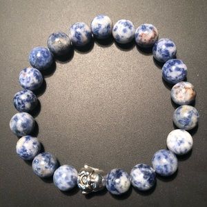 Blue Spot Jasper x Laughing Buddha charm bracelet